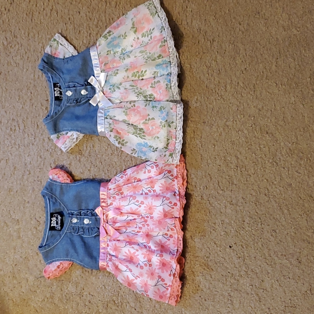 Lot of 2 Infant Girls DDG Darlings denim dresses